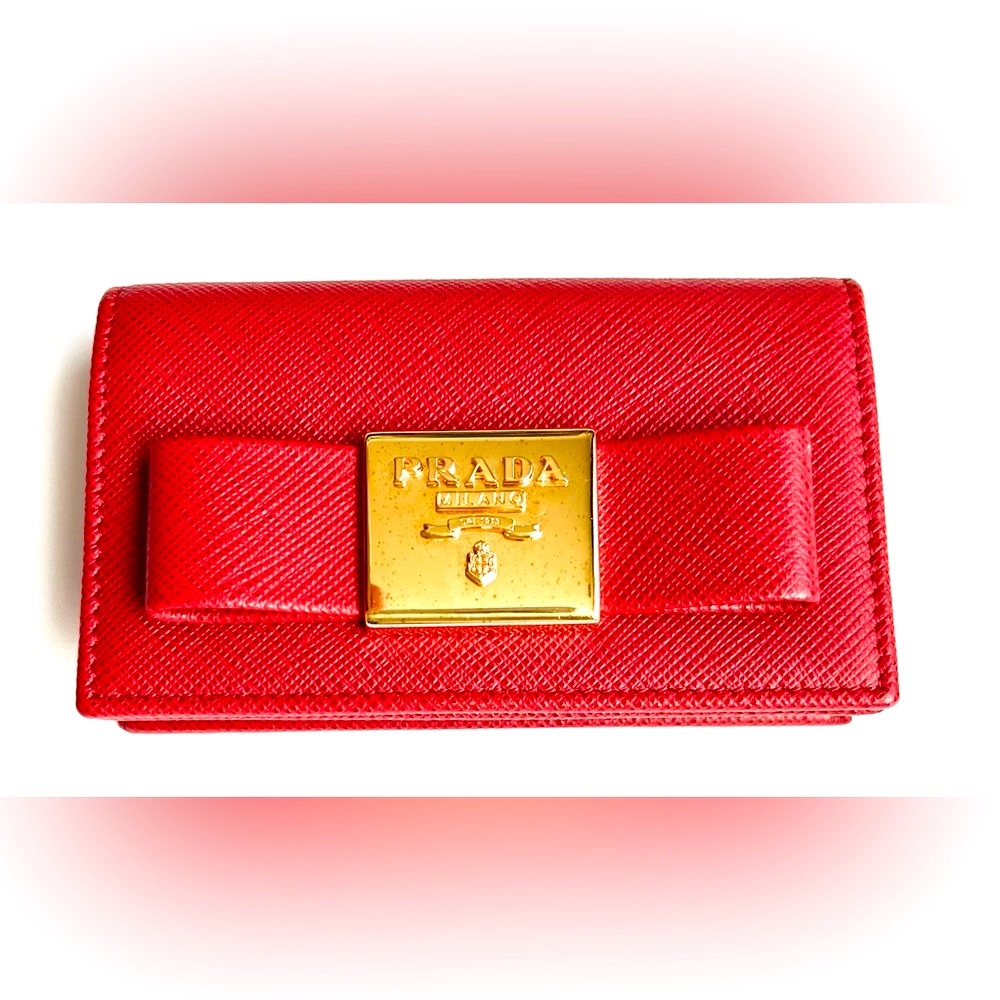 PRADA Bow Card Holder Coin Purse Case - Picture 1 of 10